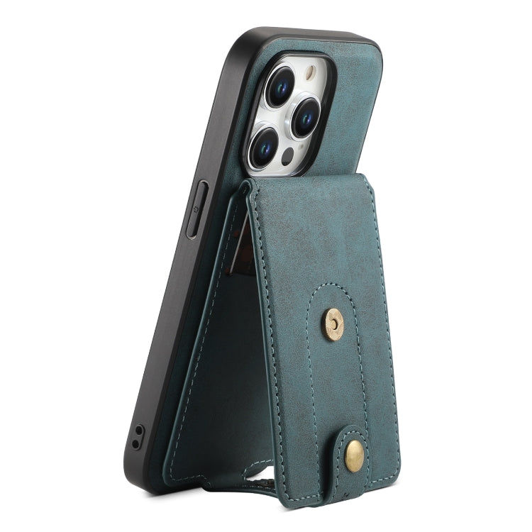 For iPhone 15 Pro Max Denior D14 NK Retro Pattern MagSafe Magnetic Card Holder Leather Phone Case(Blue) - iPhone 15 Pro Max Cases by Denior | Online Shopping UK | buy2fix