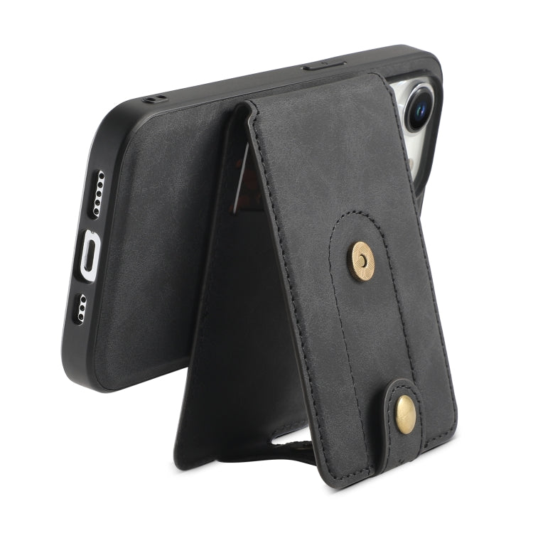 For iPhone 14 Plus Denior D14 NK Retro Pattern MagSafe Magnetic Card Holder Leather Phone Case(Black) - iPhone 14 Plus Cases by Denior | Online Shopping UK | buy2fix