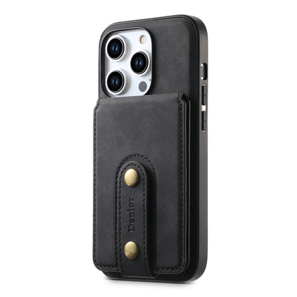 For iPhone 12/12 Pro Denior D14 NK Retro Pattern MagSafe Magnetic Card Holder Leather Phone Case(Black) - iPhone 12 / 12 Pro Cases by Denior | Online Shopping UK | buy2fix