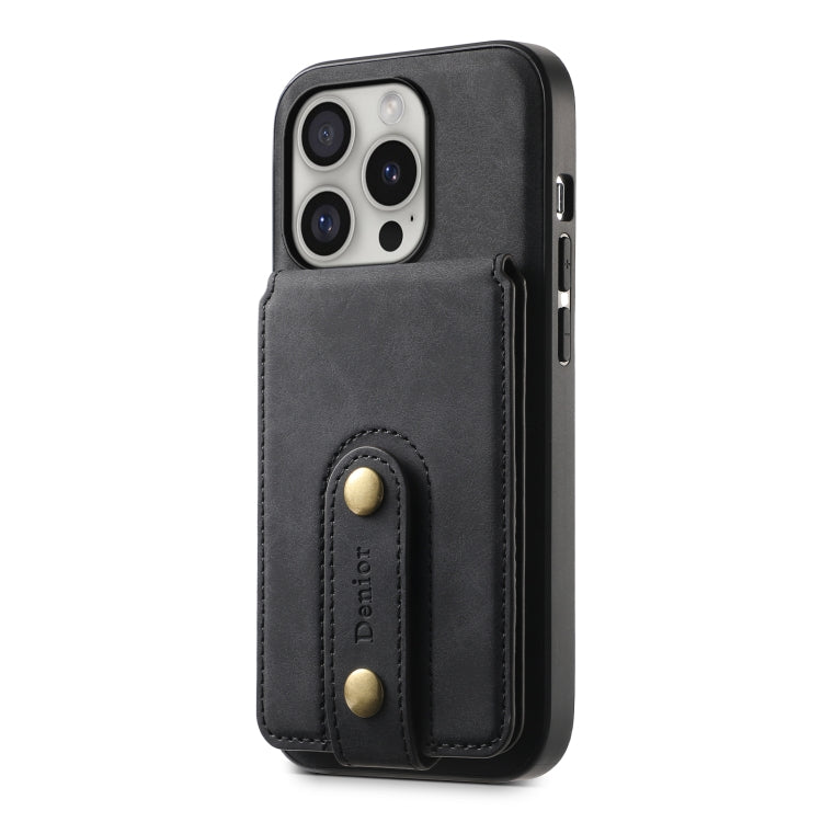 For iPhone 16 Pro Denior D14 NK Retro Pattern MagSafe Magnetic Card Holder Leather Phone Case(Black) - iPhone 16 Pro Cases by Denior | Online Shopping UK | buy2fix