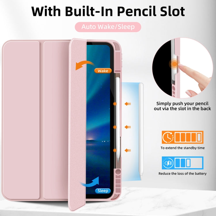 For iPad Pro 13 2024 3-fold TPU Smart Leather Tablet Case with Pen Slot(Pink) - iPad Pro 13 2024 Cases by buy2fix | Online Shopping UK | buy2fix