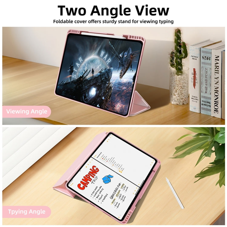 For iPad Pro 13 2024 3-fold TPU Smart Leather Tablet Case with Pen Slot(Pink) - iPad Pro 13 2024 Cases by buy2fix | Online Shopping UK | buy2fix