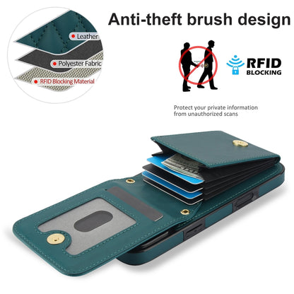 For iPhone 16 Pro YM015 Crossbody Rhombic Card Bag RFID Phone Case(Green) - iPhone 16 Pro Cases by buy2fix | Online Shopping UK | buy2fix