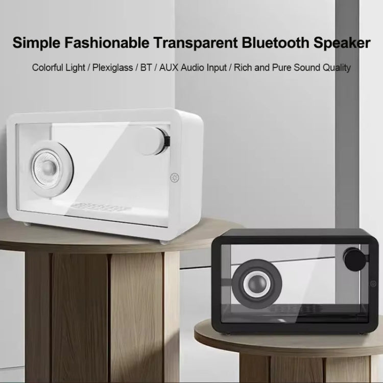 M8 Simple Fashion Transparent Bluetooth Speaker Subwoofer with Ambient Light(White) - Desktop Speaker by buy2fix | Online Shopping UK | buy2fix