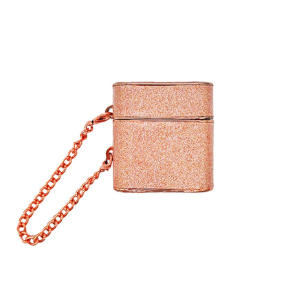 For AirPods 2 / 1 Cylindrical Glitter Leather Texture Bluetooth Earphone Protective Case(Rose Gold) - For AirPods 1/2 by buy2fix | Online Shopping UK | buy2fix