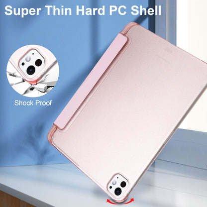 For iPad Pro 11 2024 3-fold Semi-transparent Frosted Smart Leather Tablet Case(Rose Gold) - iPad Pro 11 2024 Cases by buy2fix | Online Shopping UK | buy2fix