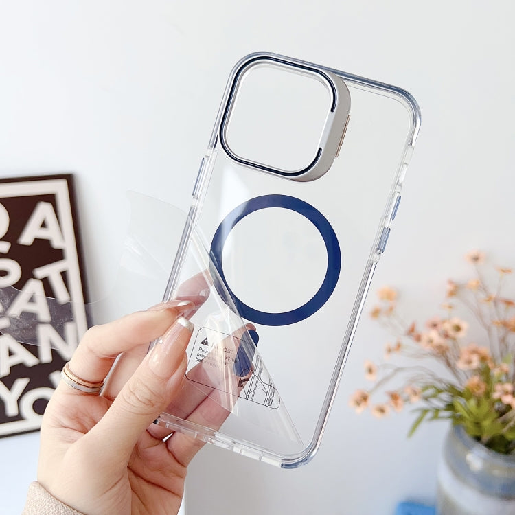 For iPhone 12 Pro Max J2 High Transparent MagSafe Magnetic Frame Holder Phone Case(White) - iPhone 12 Pro Max Cases by buy2fix | Online Shopping UK | buy2fix