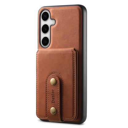 For Samsung Galaxy S24 5G Denior D14 NK Retro Pattern MagSafe Magnetic Card Holder Leather Phone Case(Brown) - Galaxy S24 5G Cases by Denior | Online Shopping UK | buy2fix