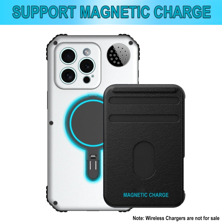 For iPhone 15 Pro Aromatherapy MagSafe Holder Life Waterproof Rugged Phone Case(Silver) - iPhone 15 Pro Cases by buy2fix | Online Shopping UK | buy2fix