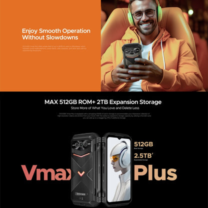 DOOGEE Vmax Plus 5G Rugged Phone, 16GB+512GB, 6.58 inch Android 14 MediaTek Dimensity 7050 Octa Core, Network: 5G, OTG, NFC(Black) - DOOGEE by DOOGEE | Online Shopping UK | buy2fix