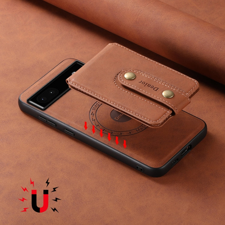 For Google Pixel 6a Denior D14 NK Retro Pattern MagSafe Magnetic Card Holder Leather Phone Case(Brown) - Google Cases by Denior | Online Shopping UK | buy2fix