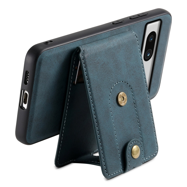 For Google Pixel 7a Denior D14 NK Retro Pattern MagSafe Magnetic Card Holder Leather Phone Case(Blue) - Google Cases by Denior | Online Shopping UK | buy2fix