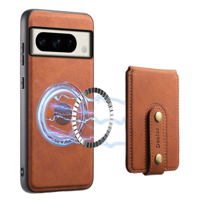 For Google Pixel 8 Pro Denior D14 NK Retro Pattern MagSafe Magnetic Card Holder Leather Phone Case(Brown) - Google Cases by Denior | Online Shopping UK | buy2fix