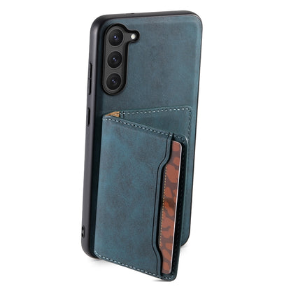 For Samsung Galaxy S23 5G Denior D13 Retro Texture Leather MagSafe Card Bag Phone Case(Blue) - Galaxy S23 5G Cases by Denior | Online Shopping UK | buy2fix