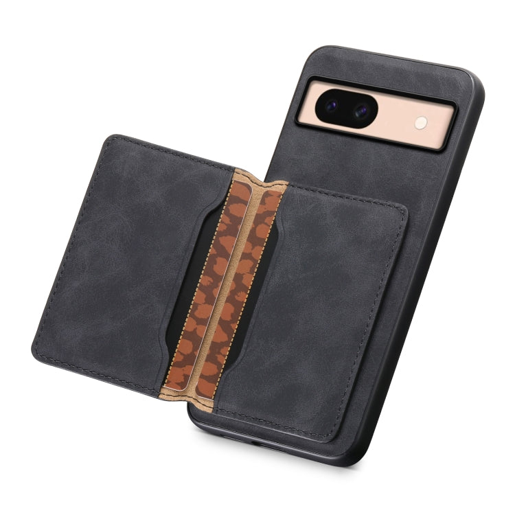 For Google Pixel 8a Denior D13 Retro Texture Leather MagSafe Card Bag Phone Case(Black) - Google Cases by Denior | Online Shopping UK | buy2fix