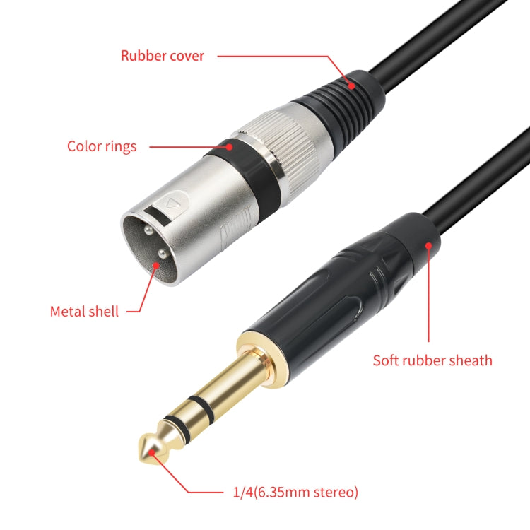 TC145BK55 6.35mm 1/4 TRS Male to XLR 3pin Male Microphone Cable, Length:2m(Black) - Microphone Audio Cable & Connector by buy2fix | Online Shopping UK | buy2fix