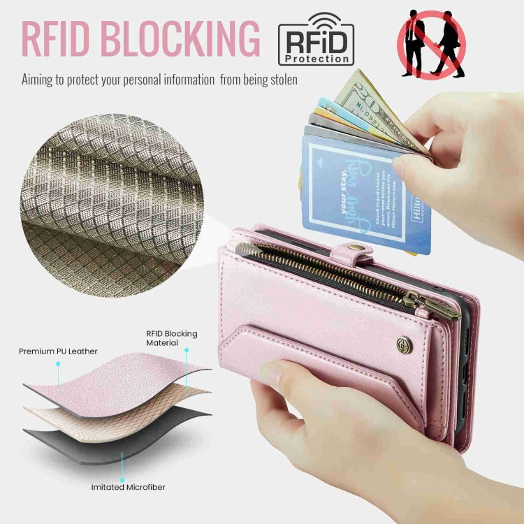 For iPhone XR CaseMe C36 Card Slots Zipper Wallet RFID Anti-theft Leather Phone Case(Pink) - More iPhone Cases by CaseMe | Online Shopping UK | buy2fix