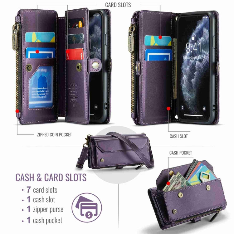 For iPhone 11 Pro Max CaseMe C36 Card Slots Zipper Wallet RFID Anti-theft Leather Phone Case(Purple) - iPhone 11 Pro Max Cases by CaseMe | Online Shopping UK | buy2fix