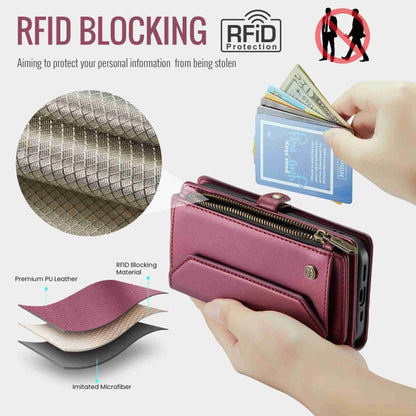 For iPhone 14 CaseMe C36 Card Slots Zipper Wallet RFID Anti-theft Leather Phone Case(Wine Red) - iPhone 14 Cases by CaseMe | Online Shopping UK | buy2fix