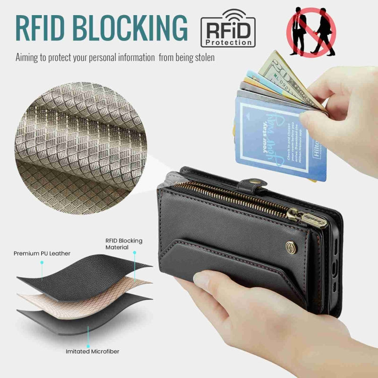 For iPhone 14 Pro CaseMe C36 Card Slots Zipper Wallet RFID Anti-theft Leather Phone Case(Black) - iPhone 14 Pro Cases by CaseMe | Online Shopping UK | buy2fix