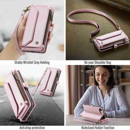 For iPhone 8 Plus / 7 Plus / 6 Plus CaseMe C36 Card Slots Zipper Wallet RFID Anti-theft Leather Phone Case(Pink) - More iPhone Cases by CaseMe | Online Shopping UK | buy2fix