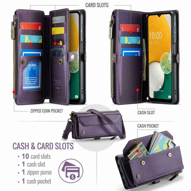 For Samsung Galaxy A13 5G / 4G CaseMe C36 Card Slots Zipper Wallet RFID Anti-theft Leather Phone Case(Purple) - Galaxy Phone Cases by CaseMe | Online Shopping UK | buy2fix