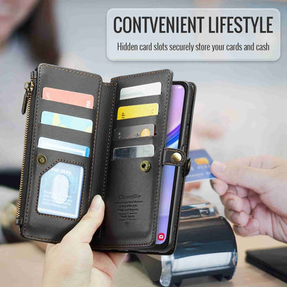 For Samsung Galaxy A15 CaseMe C36 Card Slots Zipper Wallet RFID Anti-theft Leather Phone Case(Black) - Galaxy Phone Cases by CaseMe | Online Shopping UK | buy2fix