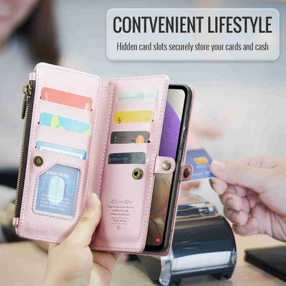 For Samsung Galaxy A32 5G CaseMe C36 Card Slots Zipper Wallet RFID Anti-theft Leather Phone Case(Pink) - Galaxy Phone Cases by CaseMe | Online Shopping UK | buy2fix