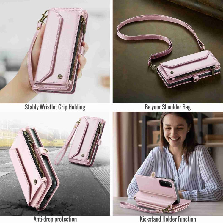 For Samsung Galaxy S20 CaseMe C36 Card Slots Zipper Wallet RFID Anti-theft Leather Phone Case(Pink) - Galaxy Phone Cases by CaseMe | Online Shopping UK | buy2fix