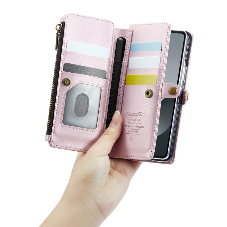 For Samsung Galaxy Z Fold6 5G CaseMe C36 Card Slots Zipper Wallet RFID Anti-theft Leather Phone Case(Pink) - Galaxy Z Fold6 5G Cases by CaseMe | Online Shopping UK | buy2fix