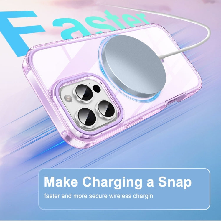 For iPhone 16 Pro Colorful MagSafe Magnetic PC Hybrid TPU Phone Case(Light Purple) - iPhone 16 Pro Cases by buy2fix | Online Shopping UK | buy2fix