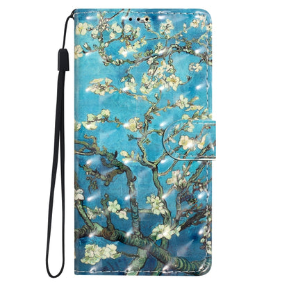 For iPhone 16 Pro 3D Pattern Leather Phone Case(Blue Base Apricot Flower) - iPhone 16 Pro Cases by buy2fix | Online Shopping UK | buy2fix