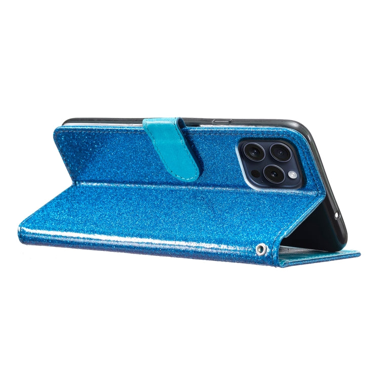 For iPhone 16 Pro Max Glitter Powder Flip Leather Phone Case(Blue) - iPhone 16 Pro Max Cases by buy2fix | Online Shopping UK | buy2fix