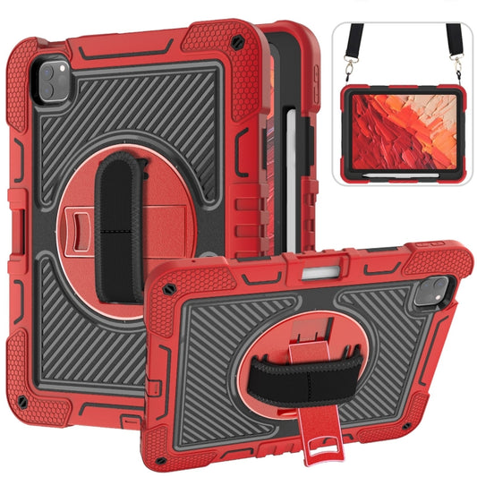 For iPad Pro 11 2024 360 Degree Rotation PC Contrast Silicone Tablet Case(Red + Black) - iPad Pro 11 2024 Cases by buy2fix | Online Shopping UK | buy2fix