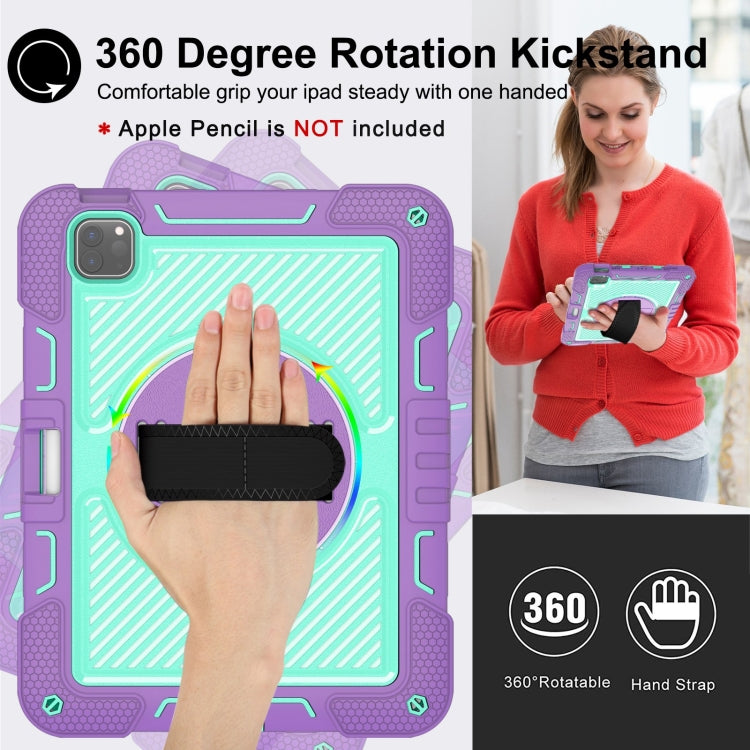 For iPad Pro 11 2024 360 Degree Rotation PC Contrast Silicone Tablet Case(Purple + Mint Green) - iPad Pro 11 2024 Cases by buy2fix | Online Shopping UK | buy2fix