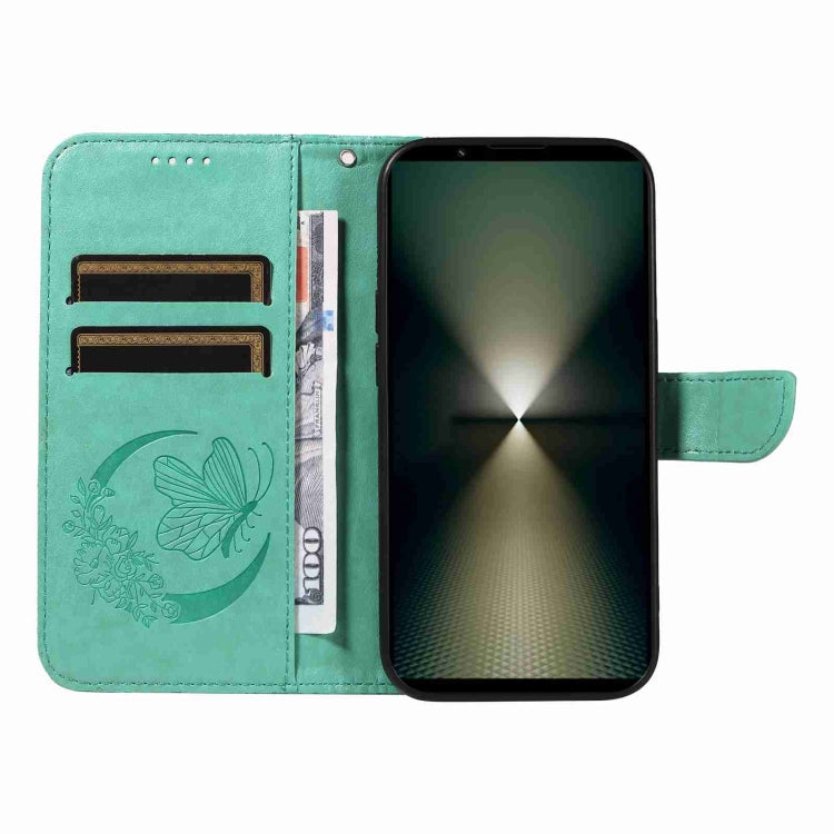 For Sony Xperia 1 VI 2024 Swallowtail Butterfly Embossed Leather Phone Case(Green) - Sony Cases by buy2fix | Online Shopping UK | buy2fix