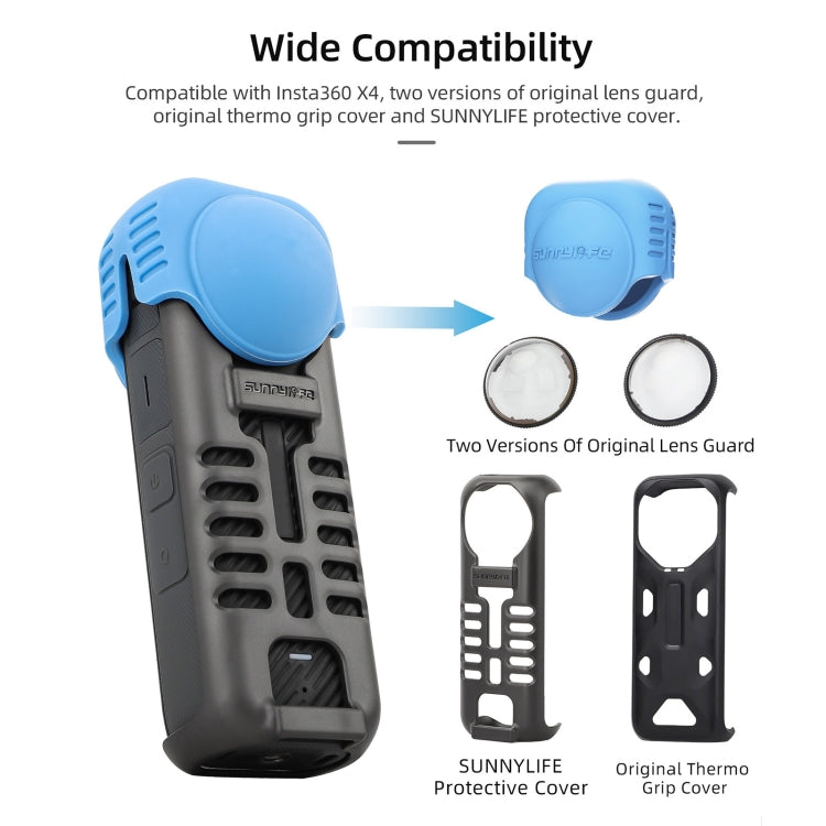 For Insta360 X4 Sunnylife Silicone Shockproof Case Lens Body Cover Kit(Black) - Case & Bags by Sunnylife | Online Shopping UK | buy2fix