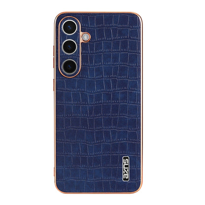 For Samsung Galaxy S24+ 5G AZNS Electroplated Frame Crocodile Texture Full Coverage Phone Case(Blue) - Galaxy S22+ 5G Cases by AZNS | Online Shopping UK | buy2fix