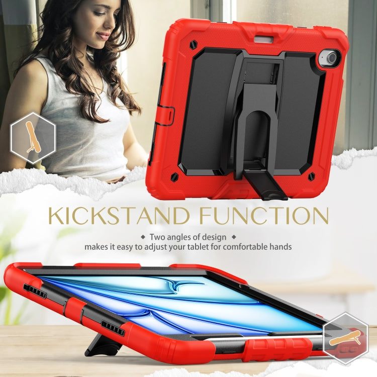 For iPad Air 11 2024 Silicone Hydric PC Tablet Case with Shoulder Strap & Holder(Red) - iPad Air 11 2024 Cases by buy2fix | Online Shopping UK | buy2fix