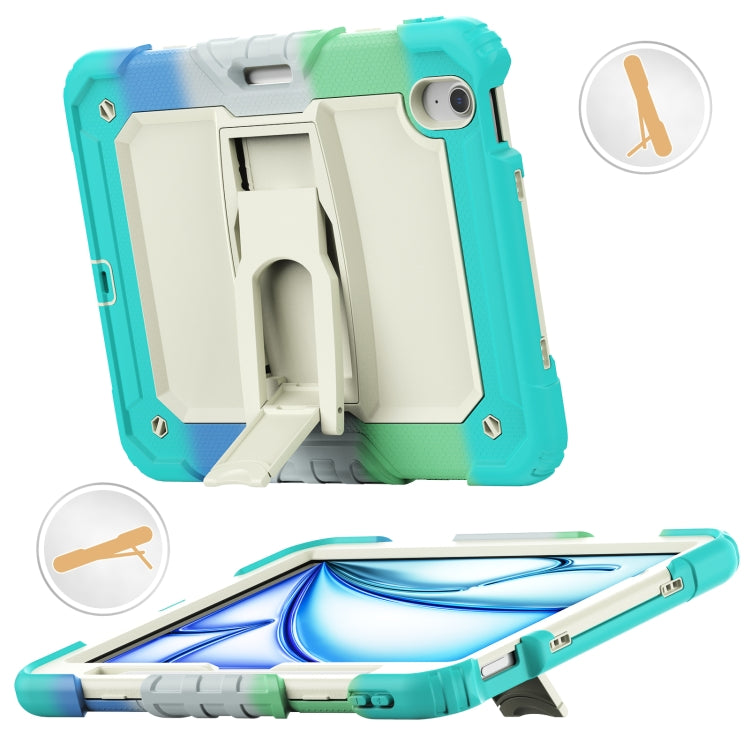 For iPad Air 11 2025 / 2024 Silicone Hydric PC Tablet Case with Shoulder Strap & Holder(Camouflage Light Blue) - iPad Air 11 2025 / 2024 Cases by buy2fix | Online Shopping UK | buy2fix