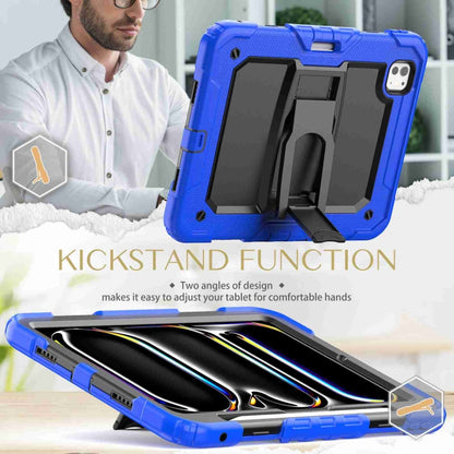 For iPad Pro 11 2024 Silicone Hydric PC Tablet Case with Shoulder Strap & Holder(Blue) - iPad Pro 11 2024 Cases by buy2fix | Online Shopping UK | buy2fix