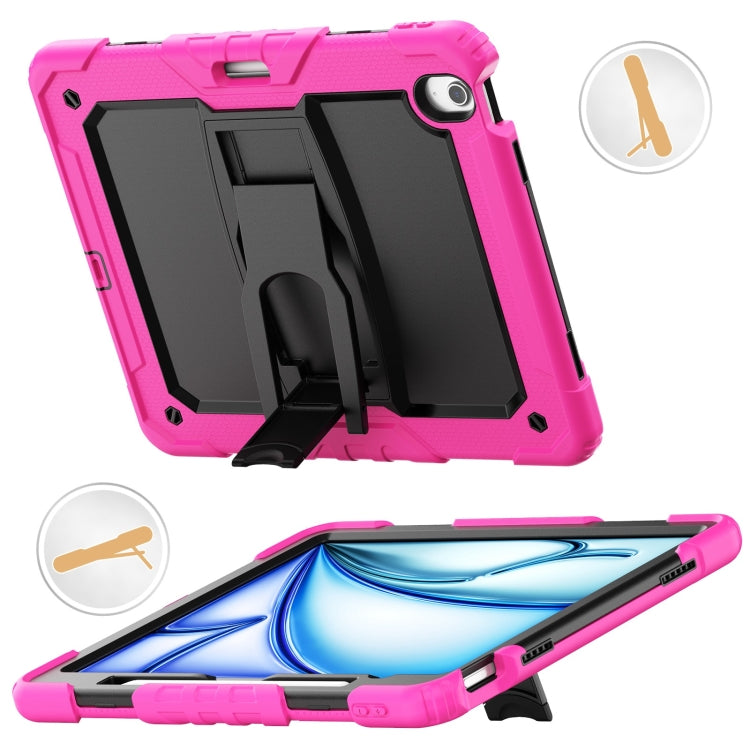 For iPad Air 13 2025 / 2024 Silicone Hydric PC Tablet Case with Shoulder Strap & Holder(Rose Red) - iPad Air 13 2025 / 2024 Cases by buy2fix | Online Shopping UK | buy2fix