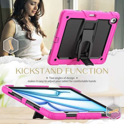 For iPad Air 13 2025 / 2024 Silicone Hydric PC Tablet Case with Shoulder Strap & Holder(Rose Red) - iPad Air 13 2025 / 2024 Cases by buy2fix | Online Shopping UK | buy2fix