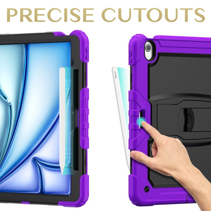 For iPad Air 13 2024 Silicone Hydric PC Tablet Case with Shoulder Strap & Holder(Purple) - iPad Air 13 2024 Cases by buy2fix | Online Shopping UK | buy2fix