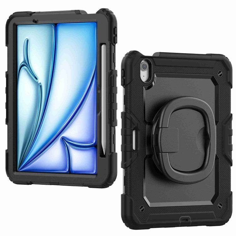 For iPad Air 11 2025 / 2024 Handle Silicone Hydric PC Tablet Case with Shoulder Strap(Black) - iPad Air 11 2025 / 2024 Cases by buy2fix | Online Shopping UK | buy2fix