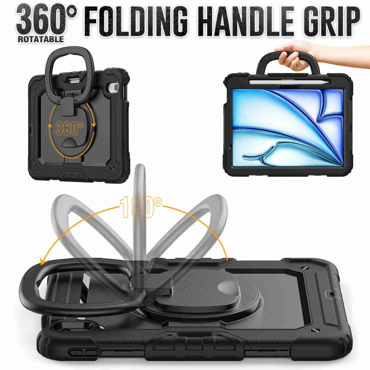 For iPad Air 11 2024 Handle Silicone Hydric PC Tablet Case with Shoulder Strap(Black) - iPad Air 11 2024 Cases by buy2fix | Online Shopping UK | buy2fix