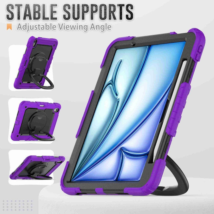 For iPad Air 11 2024 Handle Silicone Hydric PC Tablet Case with Shoulder Strap(Purple) - iPad Air 11 2024 Cases by buy2fix | Online Shopping UK | buy2fix