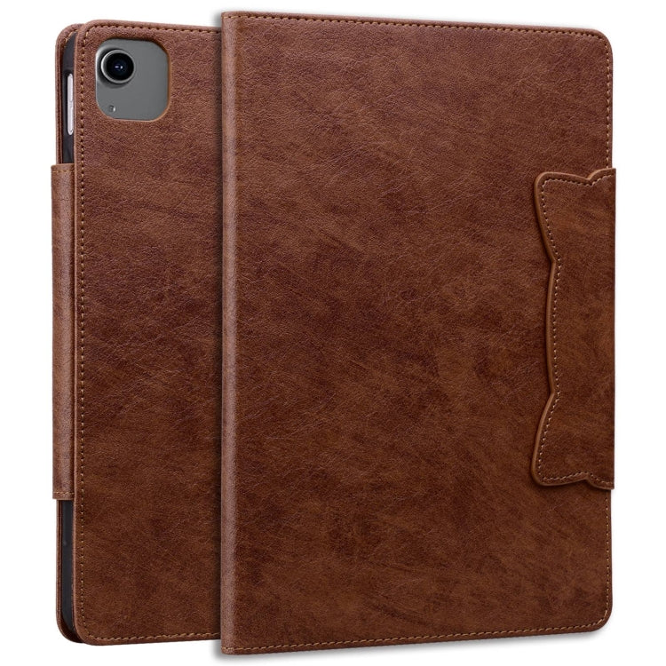 For iPad Air 13 2024 Cat Buckle Leather Smart Tablet Case(Brown) - iPad Air 13 2024 Cases by buy2fix | Online Shopping UK | buy2fix