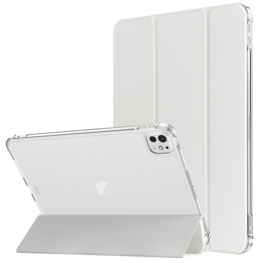 For iPad Pro 11 2024 Tri-fold Holder TPU Cover Frosted Leather Smart Tablet Case withh Pen Slot(Grey) - iPad Pro 11 2024 Cases by buy2fix | Online Shopping UK | buy2fix