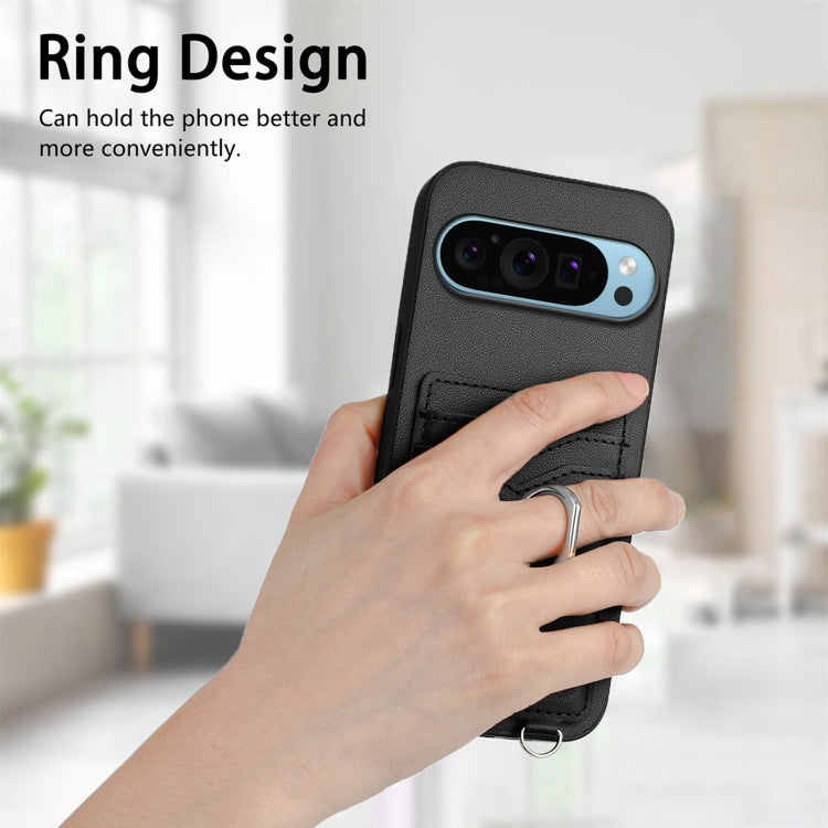 For Google Pixel 9 Pro XL R20 Ring Card Holder Phone Case(Black) - Google Cases by buy2fix | Online Shopping UK | buy2fix